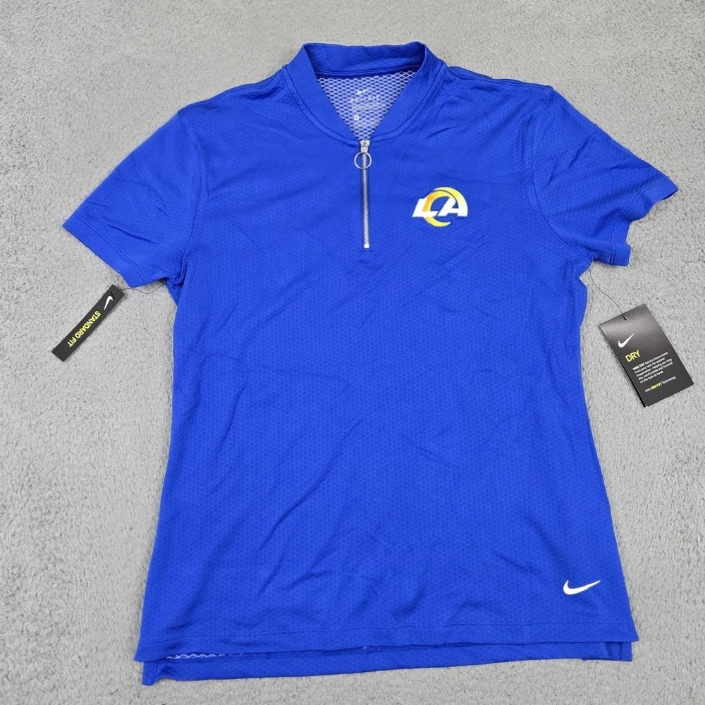Los Angeles Rams Shirt Womens Medium Blue NFL Football Nike Dri Fit Quarter Zip